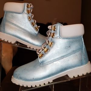 Custom painted Timberland Metallic Icy Blue